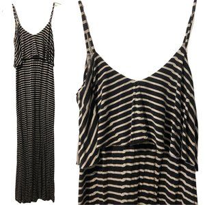 Arden B. striped spaghetti stretch maxi dress sz S